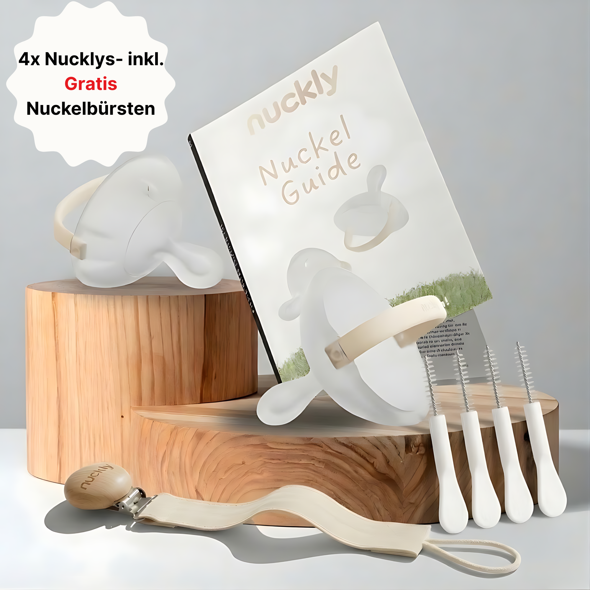 Nuckly Premium Box / 4x Nuckly NatureSense + gids + Nuckly koffer &amp; Nuckly ketting